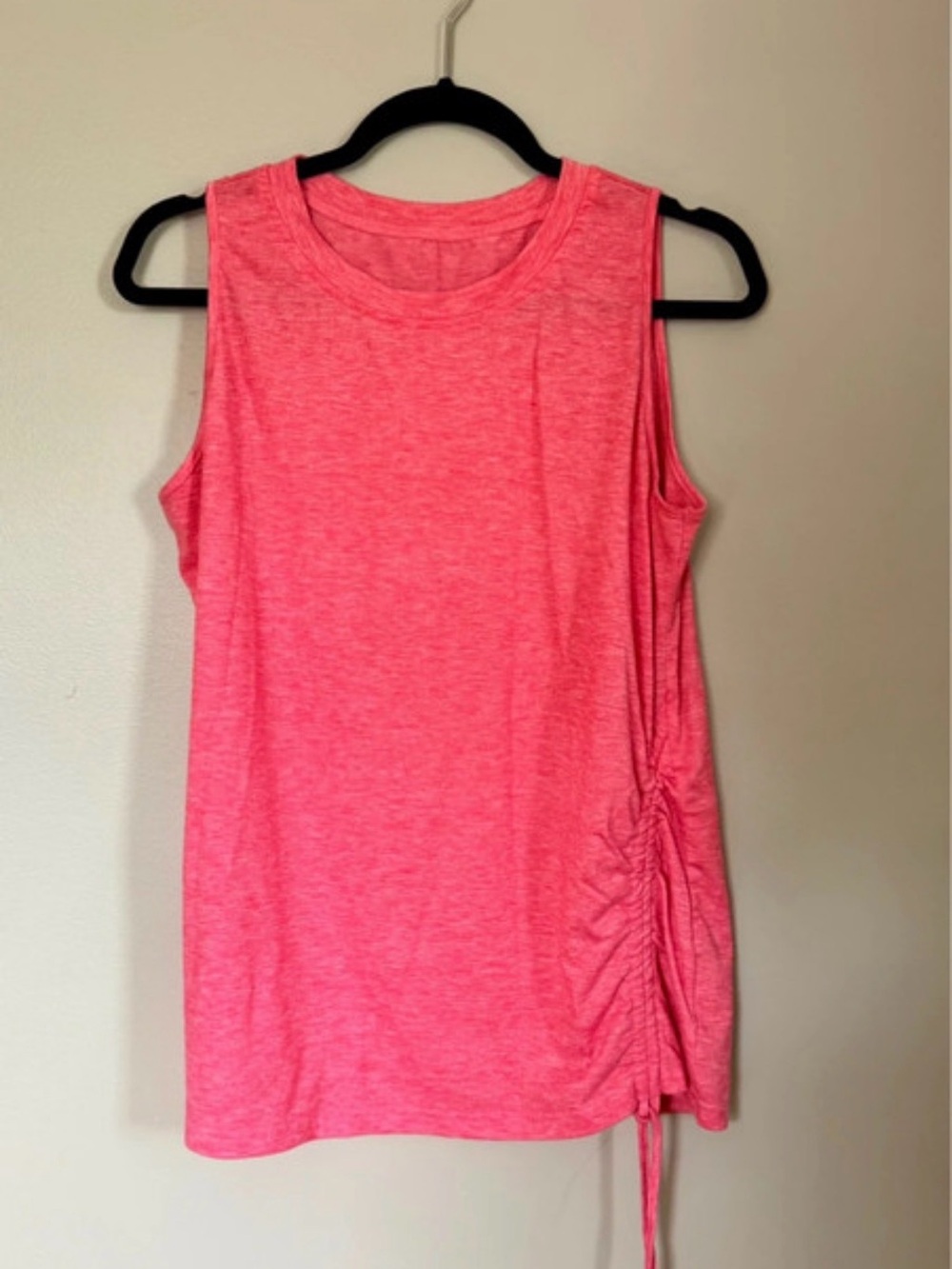 Women's Pink Sleeveless Side-Ruched Tank Top